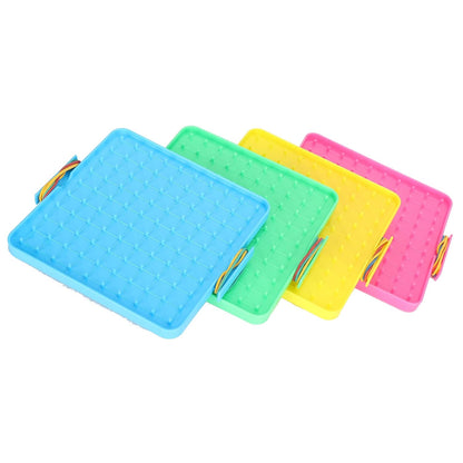 HEEPDD 4Pcs Nail Board Toy, Rubber Band Pegboard Set for Kids Educational Math Learning, with Round Smooth Corners and Durable Plastic, Fun Teaching Aids for Classroom or Home