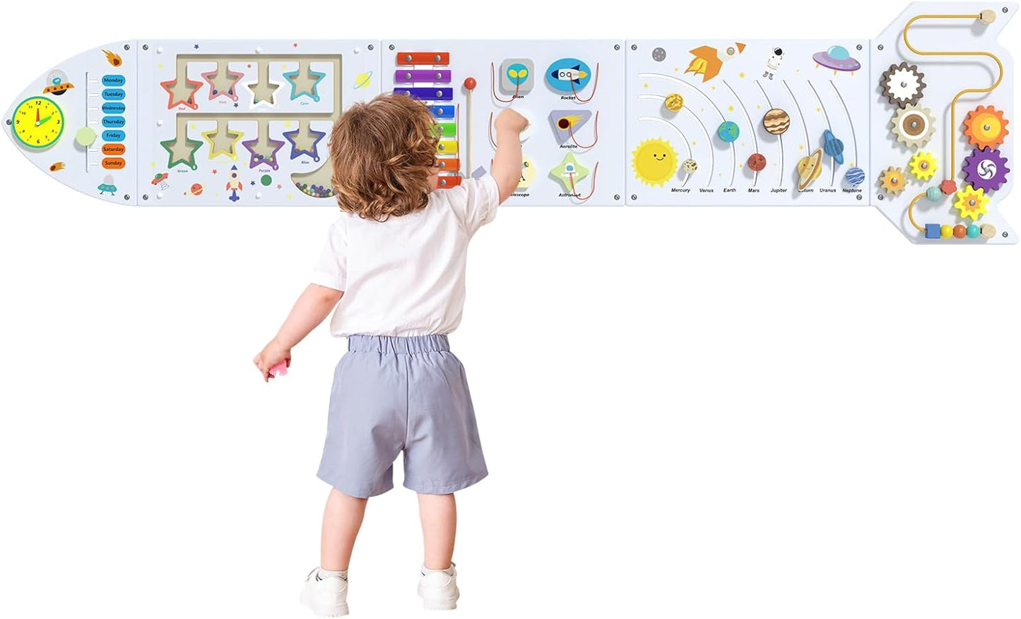 Unicorn Sensory Wall Panel for Kids - Activity Wall Busy Board Panels, Montessori Toddler Wall Activity Board, Wall Toys for Toddlers 3, Activity Cube, Perfect for Toddler Playroom, Pink