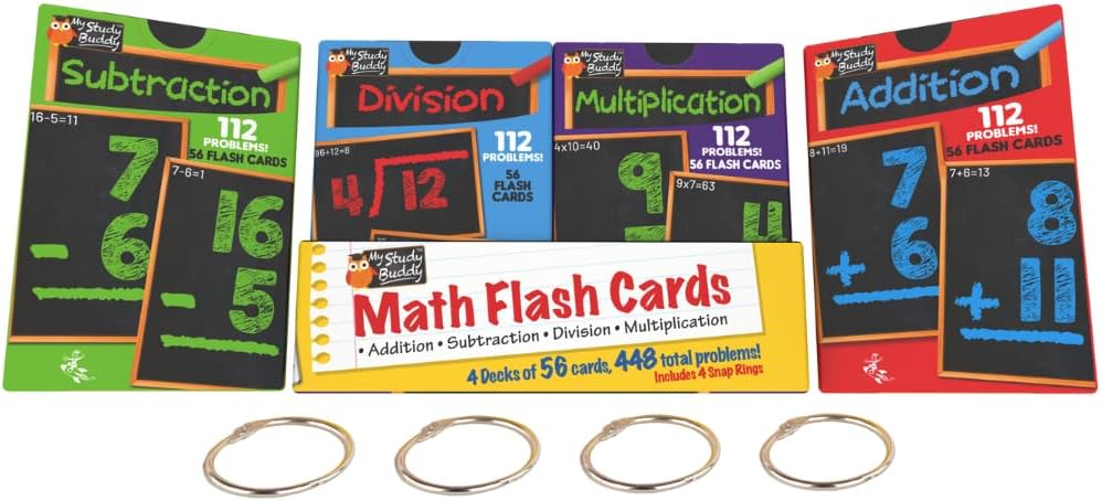 Regal Games Math Flash Cards for Multiplication & Division - 1st, 2nd, 3rd Grade & More - Flash Cards Math for Kids (112 Cards - 2 Packs)
