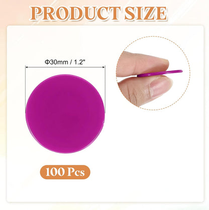uxcell 100Pcs 1 Inch Poker Chips, Plastic Bingo Chips Learning Counters Counting Counters Disks Markers Opaque Game Tokens for Game Play Math Counting, Purple, Flat