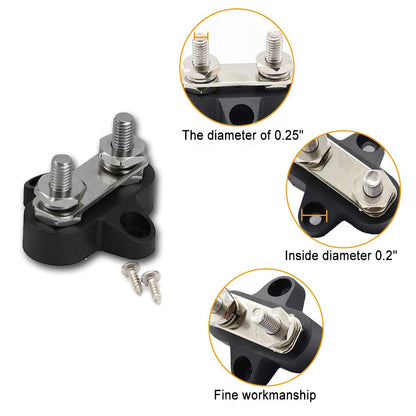 Heart Horse Bus Bar Terminal Block, Power Stud Battery Junction Post 1/4" Power Distribution Block Positive Negative for Truck RV Boat, Dual Power Stud DC 48V 250A (Red & Black Set)