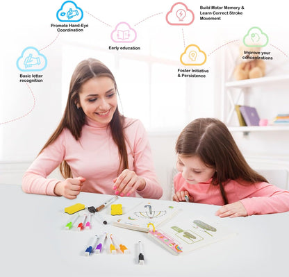 Fabeto Preschool Learning Activities, Letter Tracing Books for Kids Ages 3-5, Writing Practice for Toddler Busy Book, Montessori Educational Workbook for Kindergarten, Autism ABC Learn to Write Toy