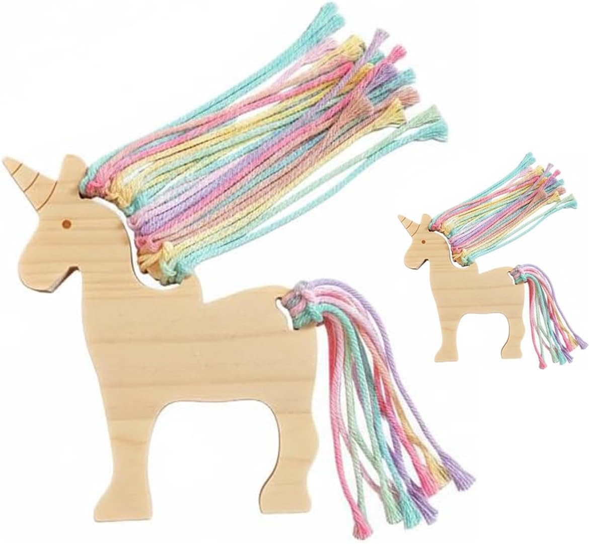 Eray Wooden Unicorn Lacing Montessori braiding Toys for Kids DIY Toy Plane Activities Car Travel Toy Educational Learning Threading for Fine Motor Skills