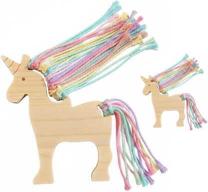 Eray Wooden Unicorn Lacing Montessori braiding Toys for Kids DIY Toy Plane Activities Car Travel Toy Educational Learning Threading for Fine Motor Skills