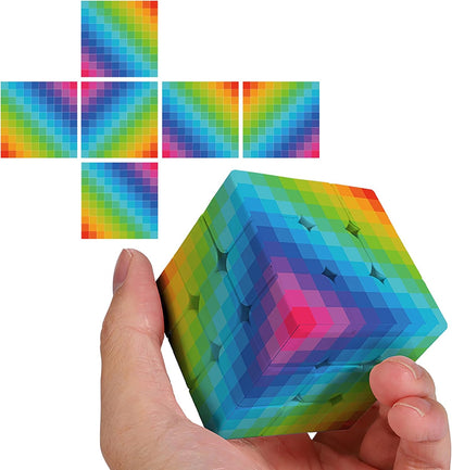 Gradient 3x3 Speed Cube, UV Printing Cube Magic Cube Educational Puzzles Toys for Kids,Beginners and Adults (Stickerless) Blue-PIink-Blue