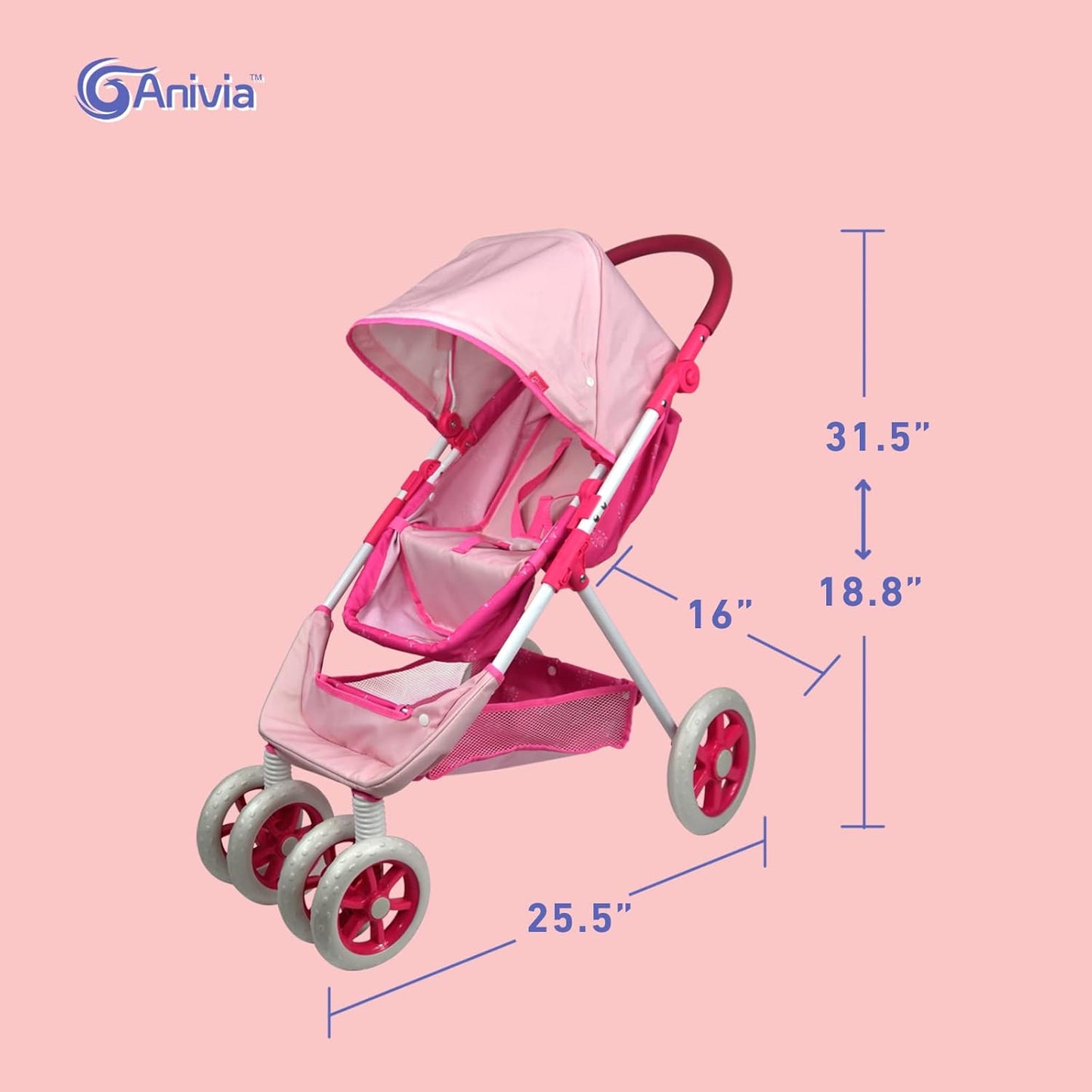 Anivia Stroller Toy Collection Doll Stroller Baby Doll Accessories for Toddlers 1-3Heart Design Gifts for Toddlers and Girls Toy Stroller