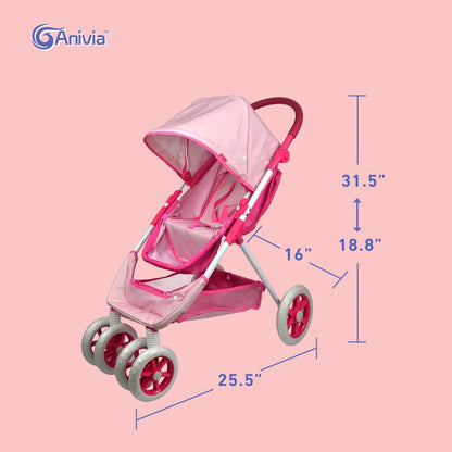 Anivia Stroller Toy Collection Doll Stroller Baby Doll Accessories for Toddlers 1-3Heart Design Gifts for Toddlers and Girls Toy Stroller