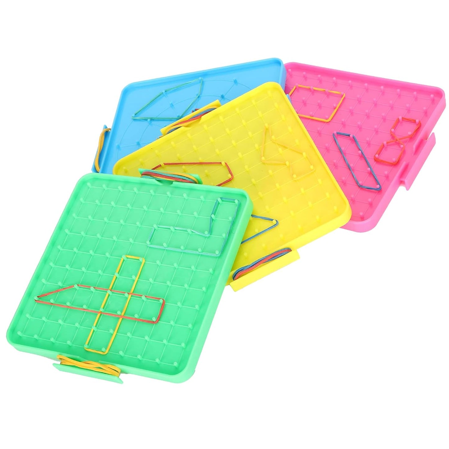 Yosoo 4Pcs Nail Board Toy Pegboard Teaching Aids Math Learning Tool with Rubber Bands for Kids Educational Toys Classroom Homeschool