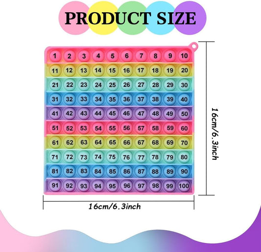 Rainbow Multiplication Table pop Fidget Toys Educational Math Learning Board Game, 12x12 Times Tables Practice, Colorful Silicone Push Bubble Sensory Toy Abacus for Kids Math