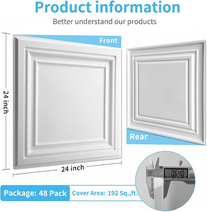 Art3d PVC Ceiling Tiles, 2'x2' Plastic Sheet in Black (12-Pack)