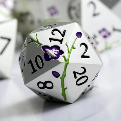 DnDnD Heavy Polyhedral Metal Dice Set with Metal Box, 7-die Shiny Blue Surface with Golden Number for RPG,Dungeons and Dragons,Pathfinder,Shadowrun,D&D,Role Palying Game and Math Teaching - Colors A