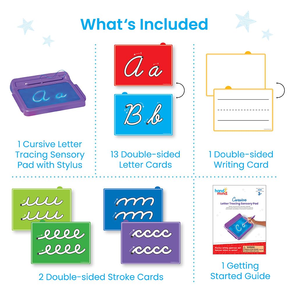 hand2mind Letter Tracing Sensory Pad, Reusable Handwriting Practice for Kids 3-5, Learn to Write, Letter Tracing Board, Toddler Writing Practice, Montessori Alphabet Toys, Preschool Learning Toys