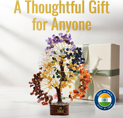 ANAYA AGATE 7 Chakra Healing Crystal Tree of Life Kit, Bracelet, Pendant, Necklace, Feng Shui Money Bonsai Tree, Positive Energy for Women, Mom, Sister and Housewarming Decoration