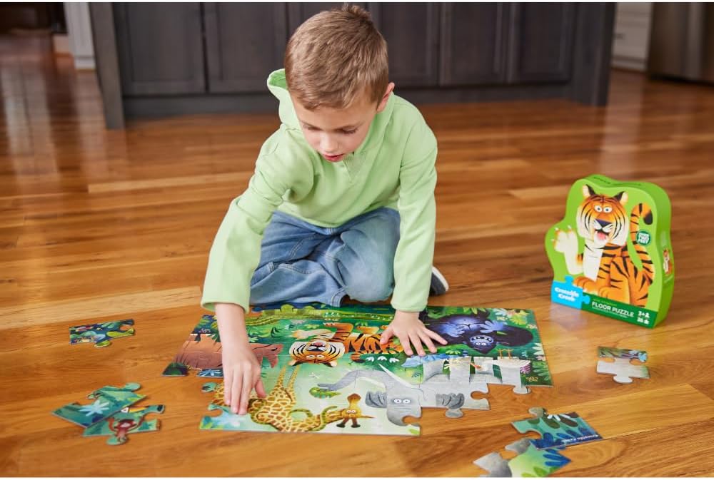 Crocodile Creek 36-Piece Jigsaw Floor Puzzle - Shark Reef - for Kids Ages 3-5 - Heavy-Duty Shaped Box for Storage - 24" W x 18" H Finished