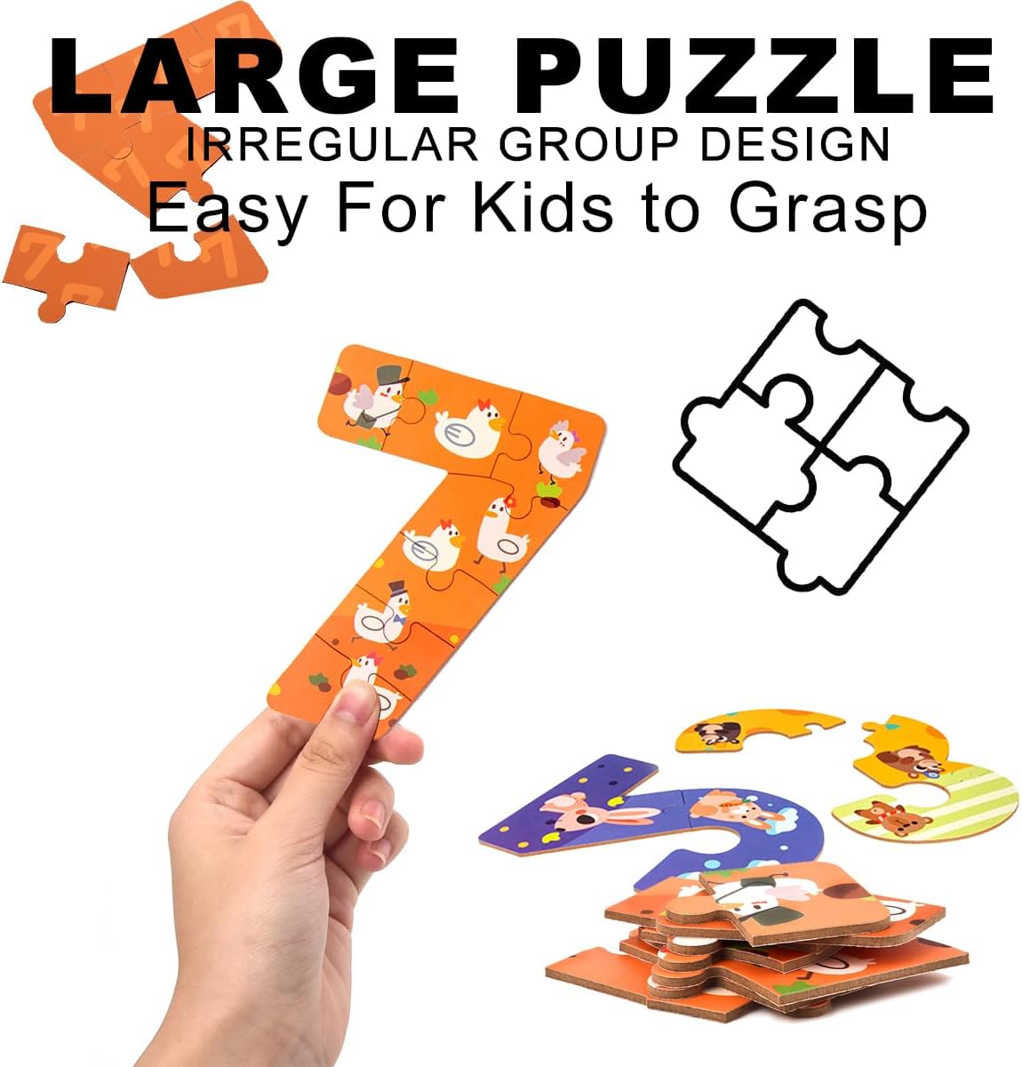 Wooden Floor Puzzles for Kids,Montessori Preschool Educational Learning Number Puzzle & Animal Puzzle Matching Games Easter Basket Stuffers Gifts for Boys Girls Ages 3+