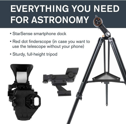 Celestron StarSense Explorer DX 130AZ App-Enabled Telescope – 130mm Newtonian Reflector with Smartphone Dock & StarSense App – iPhone & Android Compatible – Easy-to-Use for Beginners