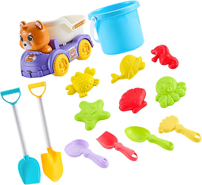 Beach Bath Toy 14Pcs with Tools for Outdoor Learning Games Sand and Water Toy Family Outdoor Water Games