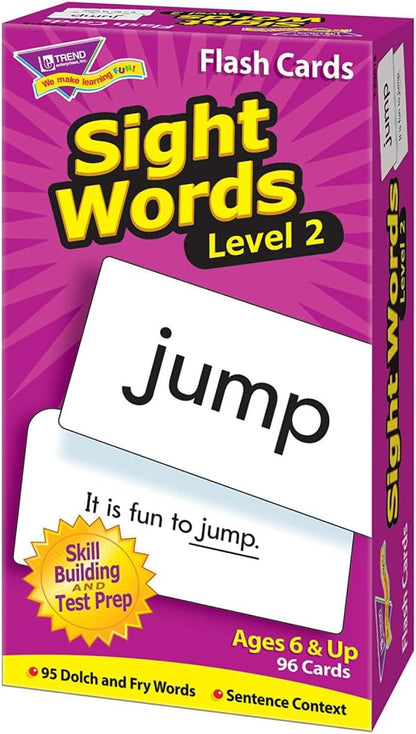 Trend Enterprises: Sight Words Level 2 Skill Drill Flash Cards, Dolch and Fry Words, Sentence Context, Great for Skill Building and Test Prep, 96 Cards Included, for Ages 6 and Up