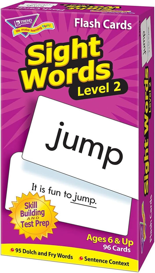 Trend Enterprises: Sight Words Level 2 Skill Drill Flash Cards, Dolch and Fry Words, Sentence Context, Great for Skill Building and Test Prep, 96 Cards Included, for Ages 6 and Up