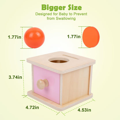 Adena Montessori Coin Box -Natural Wood Double-Sided Object Permanence Box Toy for 1-Year-Old Babies, Wooden Montessori Developmental Toy for 6-12 Month, Early Learning Gift