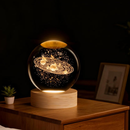 3D Solar System Crystal Ball, 2.4in Universe Gifts Decorative Quartz Glass Ball, Space Laser Engraved Model Astronomy Decor, Physics Display Sculpture Home Decor Crafts for Friends Mom Women Boys