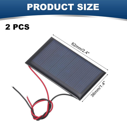 MECCANIXITY 2 Pcs 5.5V 0.44W 70mA Mini Solar Panels, Small Polycrystalline Solar Cell Panel with 2 Cable for DIY Electric Toy Materials Kits Charger, 60mm x 60mm