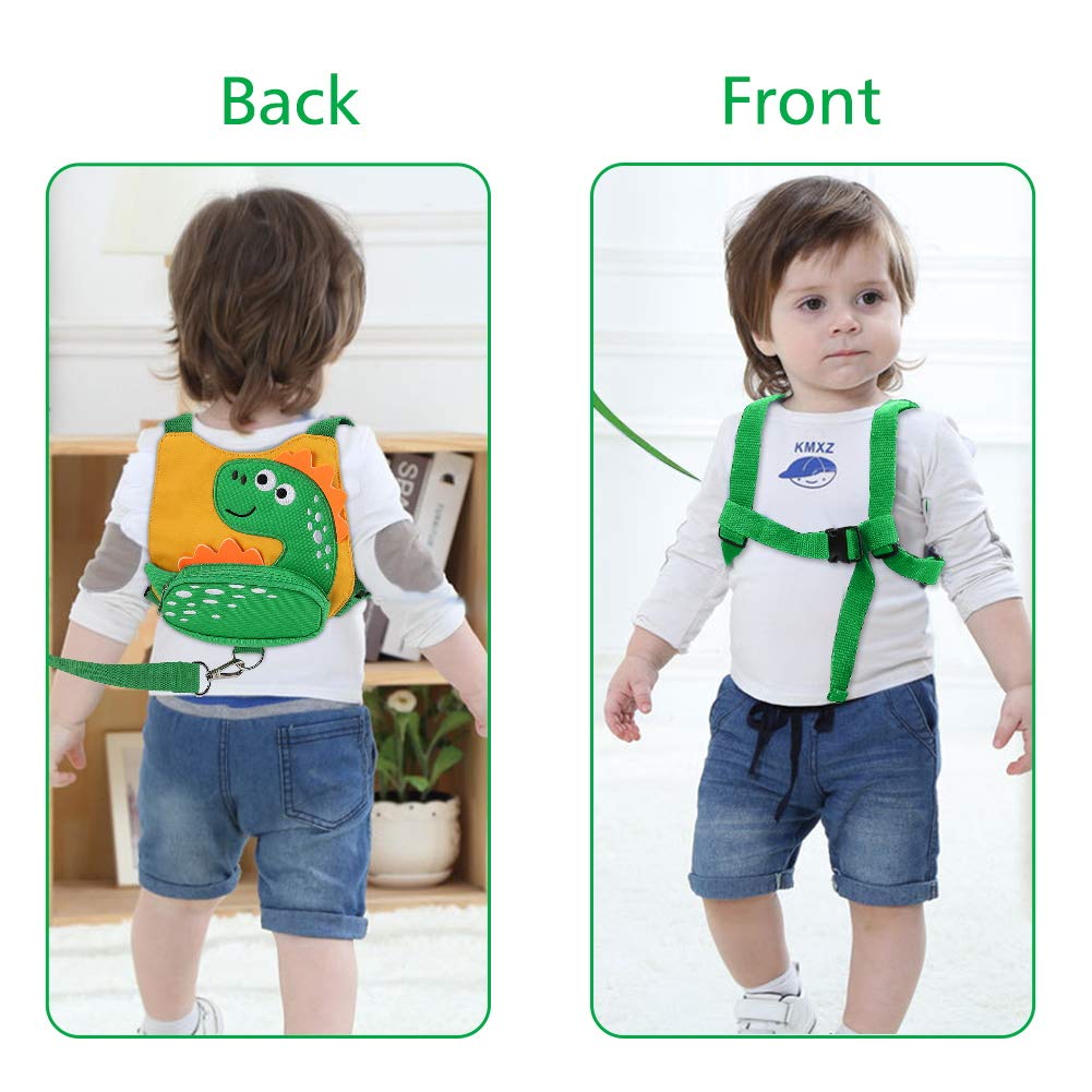 3 in 1 Toddler Harness Leash + Baby Anti Lost Wrist Link, Accmor Cute Dinosaur Child Safety Harness Tether, Kids Walking Wristband Assistant Strap Belt for Parent Boys Outdoor Activity (Black)