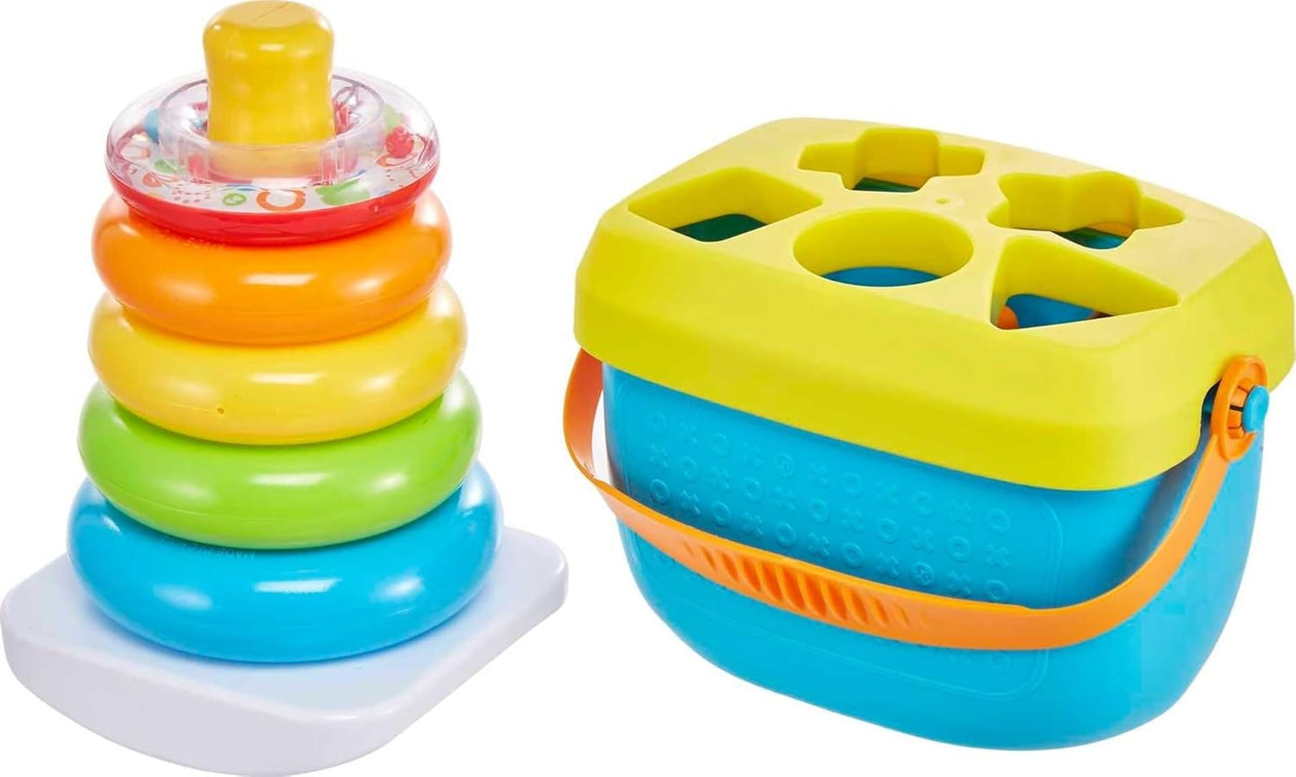 Fisher-Price Baby Stacking Toy Rock-A-Stack Rings with Roly-Poly Base for Ages 6+ Months, Made with Plant-Based Materials