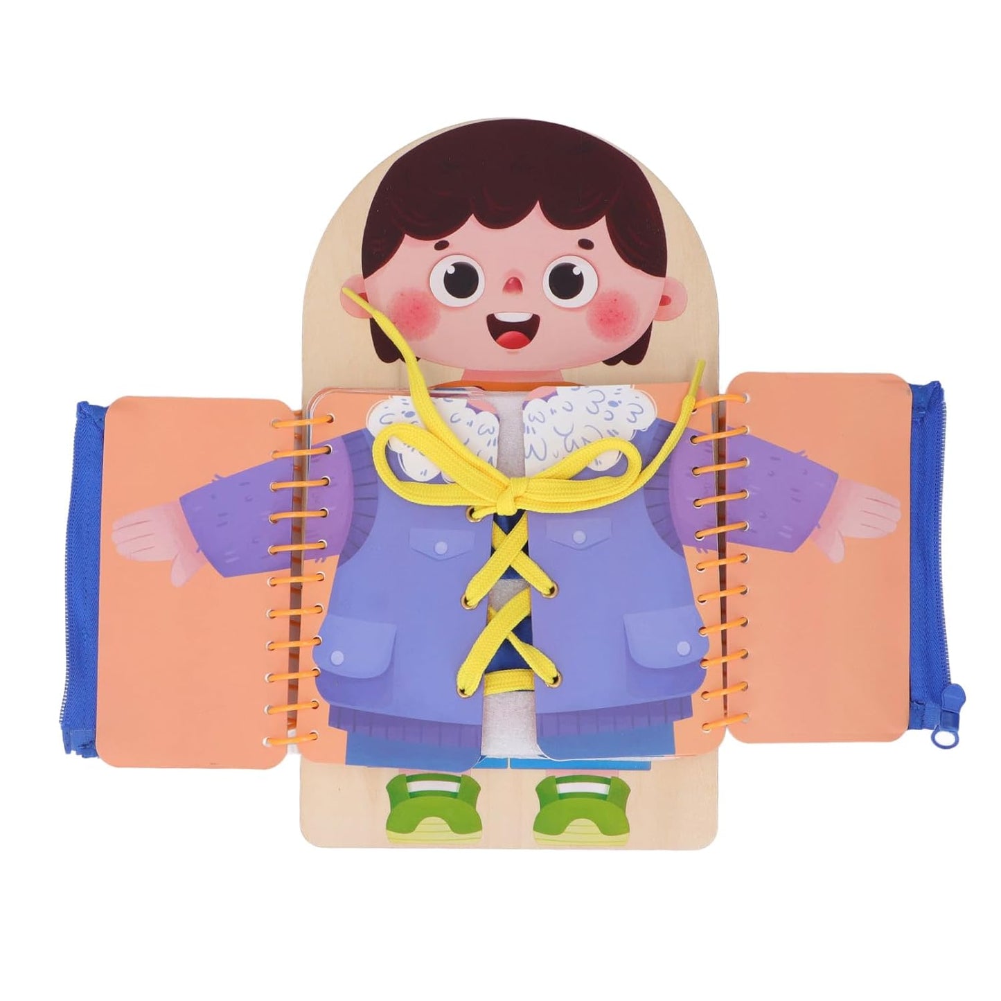 Learning to Dress Board Wooden Early Learning Basic Life Skills Practice Board Multifunction Dress Learning Boards for Toddlers Basswood