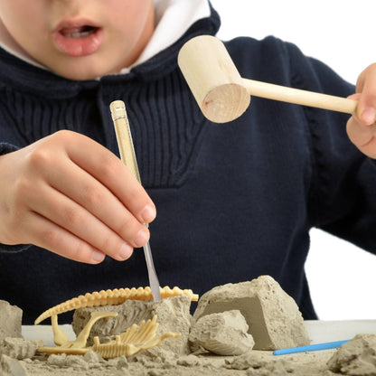 BESPORTBLE Dig Kit Archaeological Excavation Tool Set for Kids - Dinosaur Fossil Digging Tools & Gemstone Kit - Archaeological Toys with Hammer Chisels Brush and Magnifying Glass