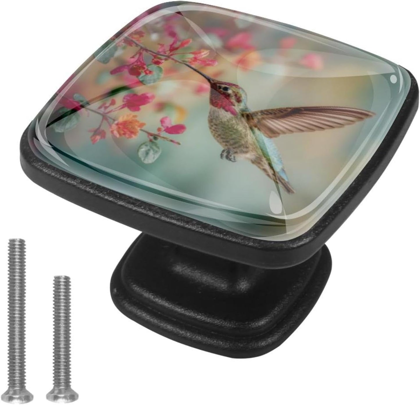 4 Pack Cabinet Knobs Drawer Pulls, 30mm Round ABS Glass Drawer Hardware Growing Butterfly Cabinet Handles with Screws for Dressers Kitchens Cupboard