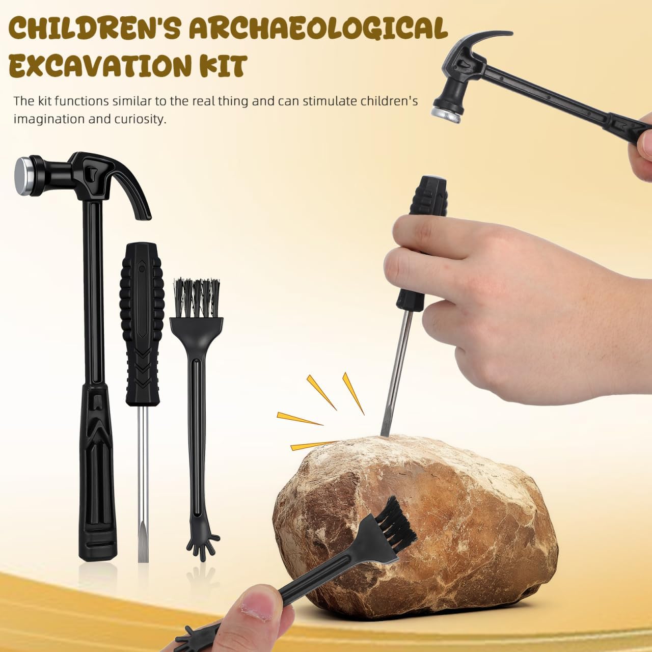 Gadpiparty 2 Sets Experiment Toy Digging Tools for Kids Dinosaur Dig Tools Kit Educational Learning Toy Digging Chisel Excavation Tool Hammer kit for Gems Fossils