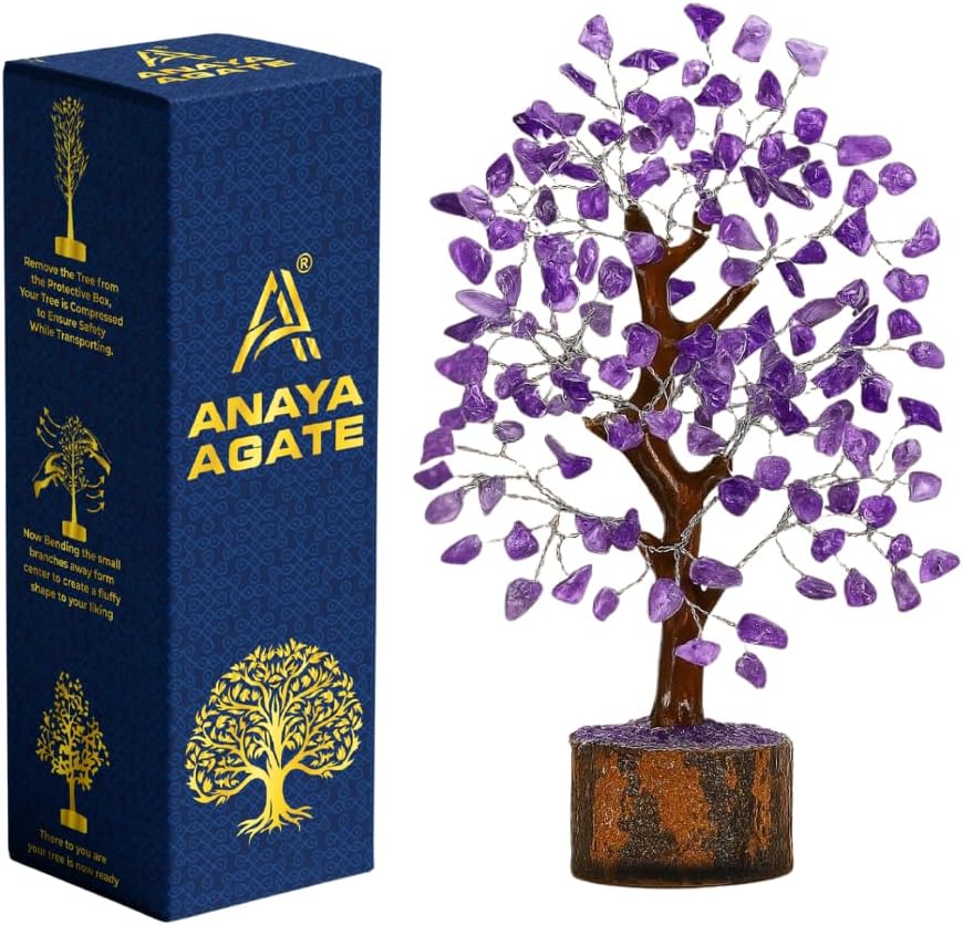 ANAYA AGATE 7 Chakra Healing Crystal Tree of Life Kit, Bracelet, Pendant, Necklace, Feng Shui Money Bonsai Tree, Positive Energy for Women, Mom, Sister and Housewarming Decoration