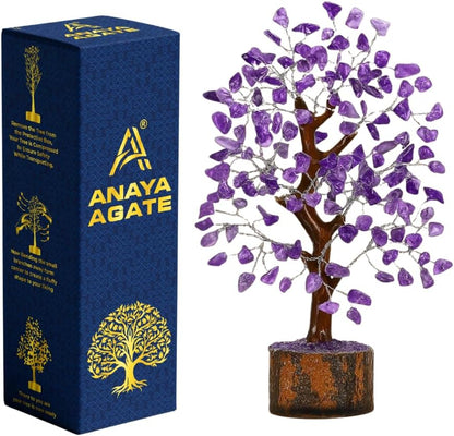 ANAYA AGATE 7 Chakra Healing Crystal Tree of Life Kit, Bracelet, Pendant, Necklace, Feng Shui Money Bonsai Tree, Positive Energy for Women, Mom, Sister and Housewarming Decoration