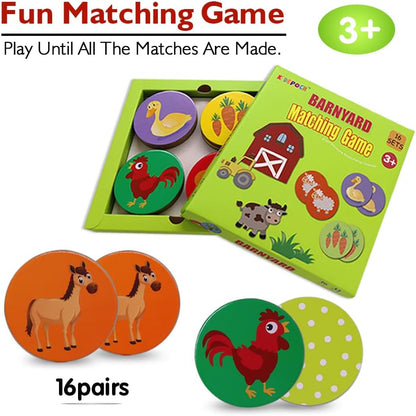 KiDEPOCH Memory Match Game – 16 Matching Pairs Preschool Memory Games Featuring Barnyard Element, Non Toxic Educational Memory Matching Game, Perfect for Kids, Toddlers, 3 Year Old or Up