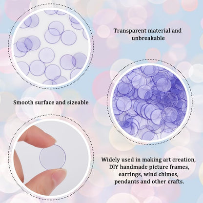 200Pcs Plastic Learning Counters Purple Counting Chips Round Flat Discs Decorative Christmas Ornament Disks Markers Translucent Circles Mosaic Tile for Math Practice Learning School Supplies