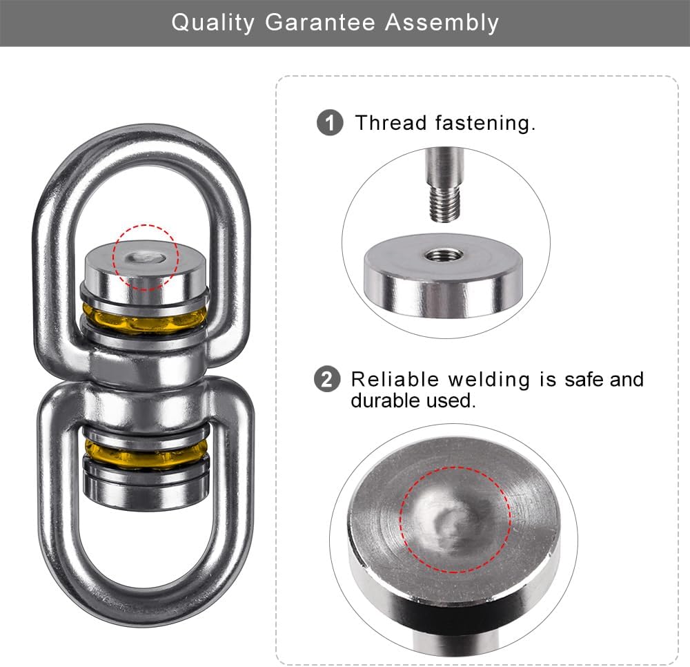 SELEWARE Silent Bearing Swing Swivel, 360° Rotational Device Hanging Accessory with Removeable Buckle for Tree Swing, Hammock Chair, Climbing Rope, Yoga, Kids Swing Swivel 1200LB Capacity, 2 Pack