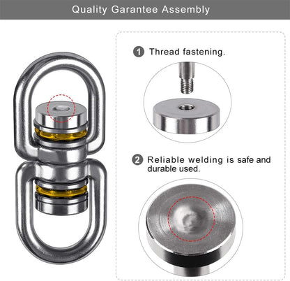 SELEWARE Silent Bearing Swing Swivel, 360° Rotational Device Hanging Accessory with Removeable Buckle for Tree Swing, Hammock Chair, Climbing Rope, Yoga, Kids Swing Swivel 1200LB Capacity, 2 Pack