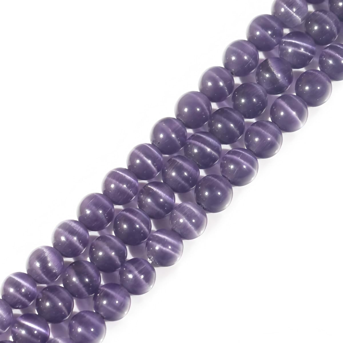 HAAMIIQII 8mm Light Blue Cat Eye Glass Round Crystal Stone Loose Gemstone Beads for Jewelry Making Bracelets Necklaces Earrings Crafts (45-50pcs)