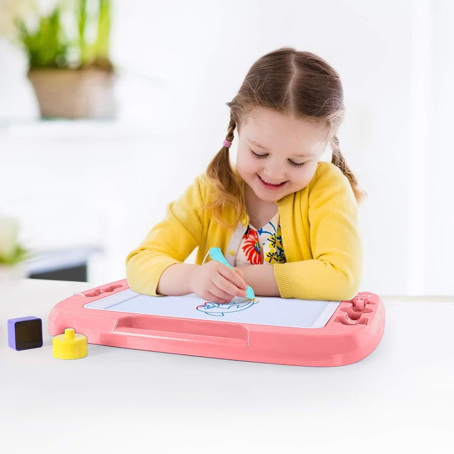 SGILE Toddler Toys for Kids, Large Magnetic Drawing Board for Birthday Gift, Toys for 1 2 3 4 Year Old Girls Boys, Etch & Sketch Pad with 4 Stamps, Learning and Educational, 16 ×13 in, Blue