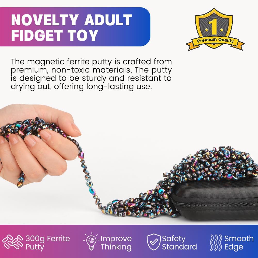 Slime Putty Set, Cool Fidget Magnet Ferrite Putty, Magnetic Stones Eggs with Rattle Oval Magnet, Novelty EDC Desk Gadget Slime Putty & Science Kit Gift