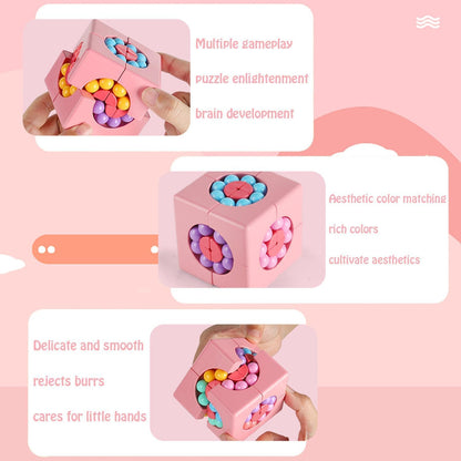YUDANSI Magic Bean Puzzle Toy, Rotating Magic Bean & Fidget Cube 2-in-1, Rotating Magical Cube Fidgets Gift for Kids Boys Girls Age 3+, 5-7, 8-12, Brain Teaser Fingertip Toys for Teens Adults