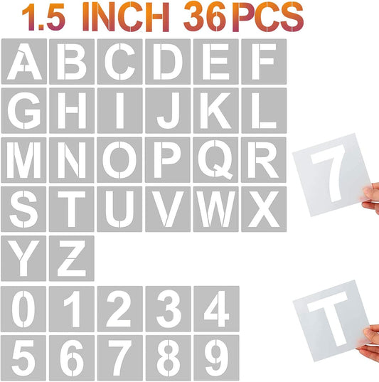 4 Inch Letter Stencils and Numbers, 36 Pcs Alphabet Art Craft Stencil, Reusable Plastic Templates for Wood, Wall, Fabric, Rock, Signage (4 Inch)