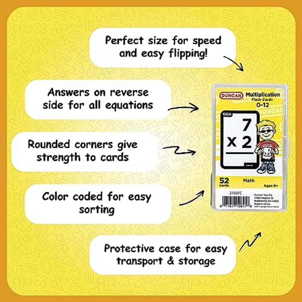 Duncan Flash Cards- Multiplication 3703FC Yellow & White, Medium