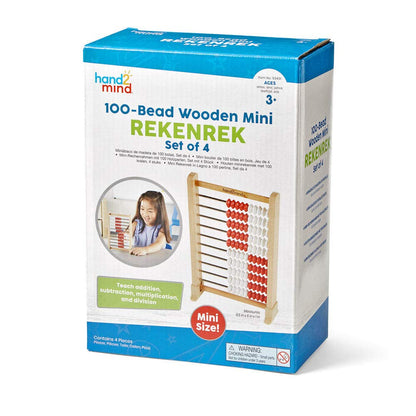 hand2mind Mini 100-Bead Wooden Rekenrek Abacus, Abacus for Kids Math, Wooden Counting Math Manipulatives, Bead Counters for Kids Math, Learn Counting and Numbers, Homeschool Supplies (Set of 1)
