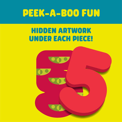 Chuckle & Roar - Wooden Puzzle ABC and 123 Theme 2 Pack - Peek a Boo Learning Puzzles for Toddlers - Hidden Pictures Under Each Piece - Educational Wooden Puzzles for Kids Ages 3+