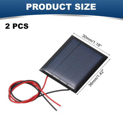 MECCANIXITY 2 Pcs 5.5V 0.44W 70mA Mini Solar Panels, Small Polycrystalline Solar Cell Panel with 2 Cable for DIY Electric Toy Materials Kits Charger, 60mm x 60mm