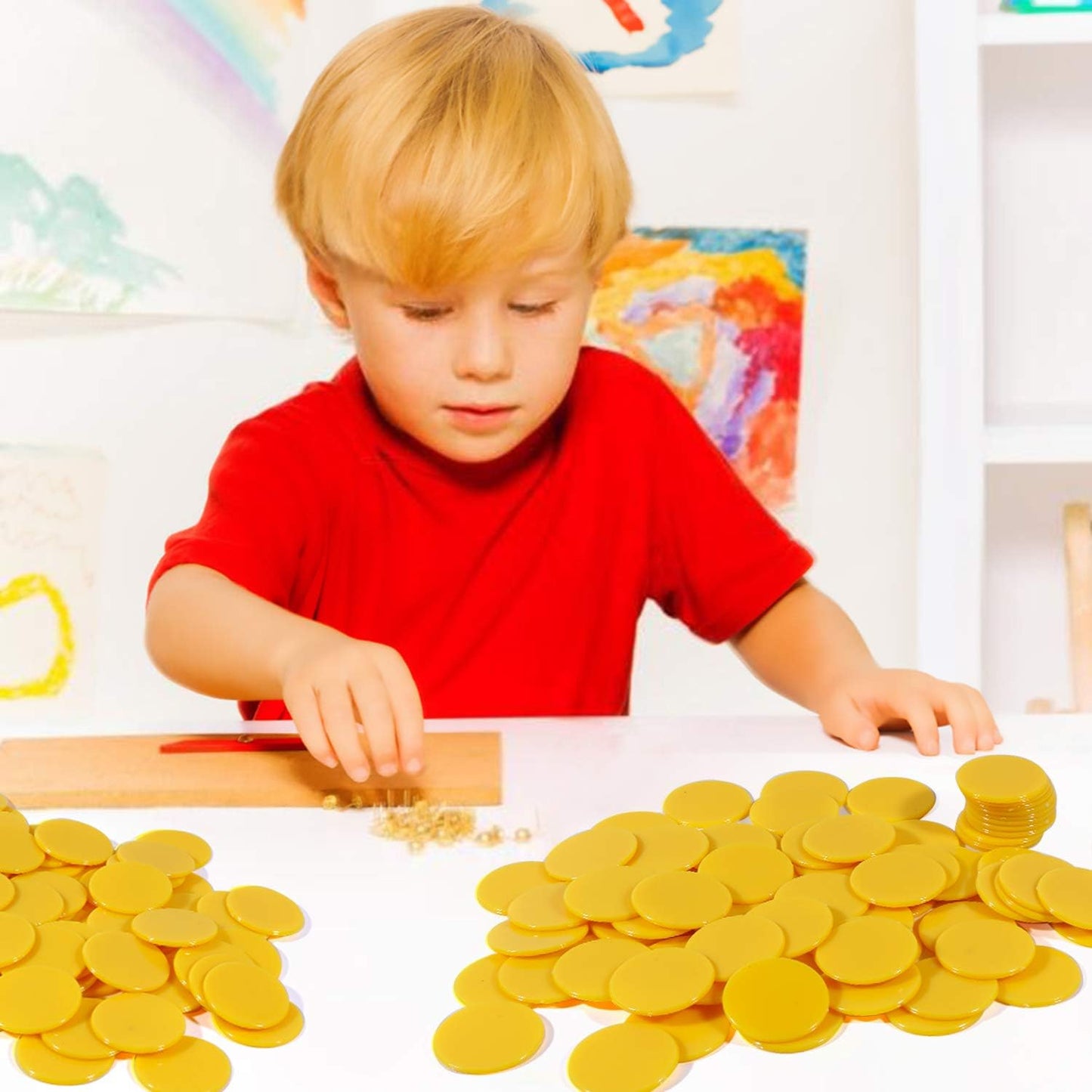 Coopay 200 Pieces 10 Colors 1-1/5 inch Plastic Learning Counters Disks Bingo Chip Counting Discs Markers for Math Practice and Poker Chips Game Tokens