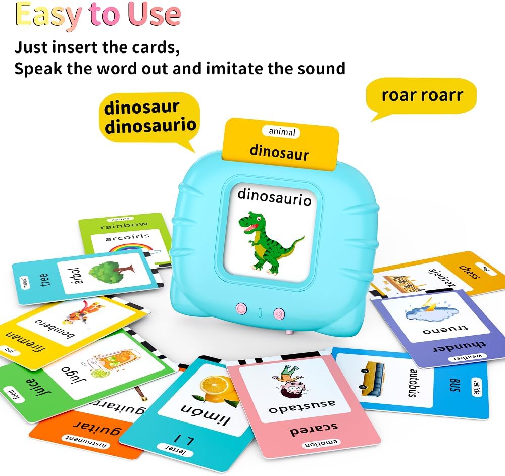 Eaever 520 ABC Sight Words Talking Flash Cards, Christmas Birthday Gift for 2 3 4 5 6 Year Old Boys and Girls, Preschool-Learning-Activities, Toddler Educational Toys for Ages 1-6 Kids, Blue