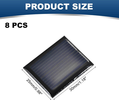 MECCANIXITY 8PCS 1.5V 0.09W 0.06A Mini Solar Panels for Solar Power, Small Solar Photovoltaic Cells Charge DIY Electric Toy Materials Solar System Kits, 1.18" x 1.18"